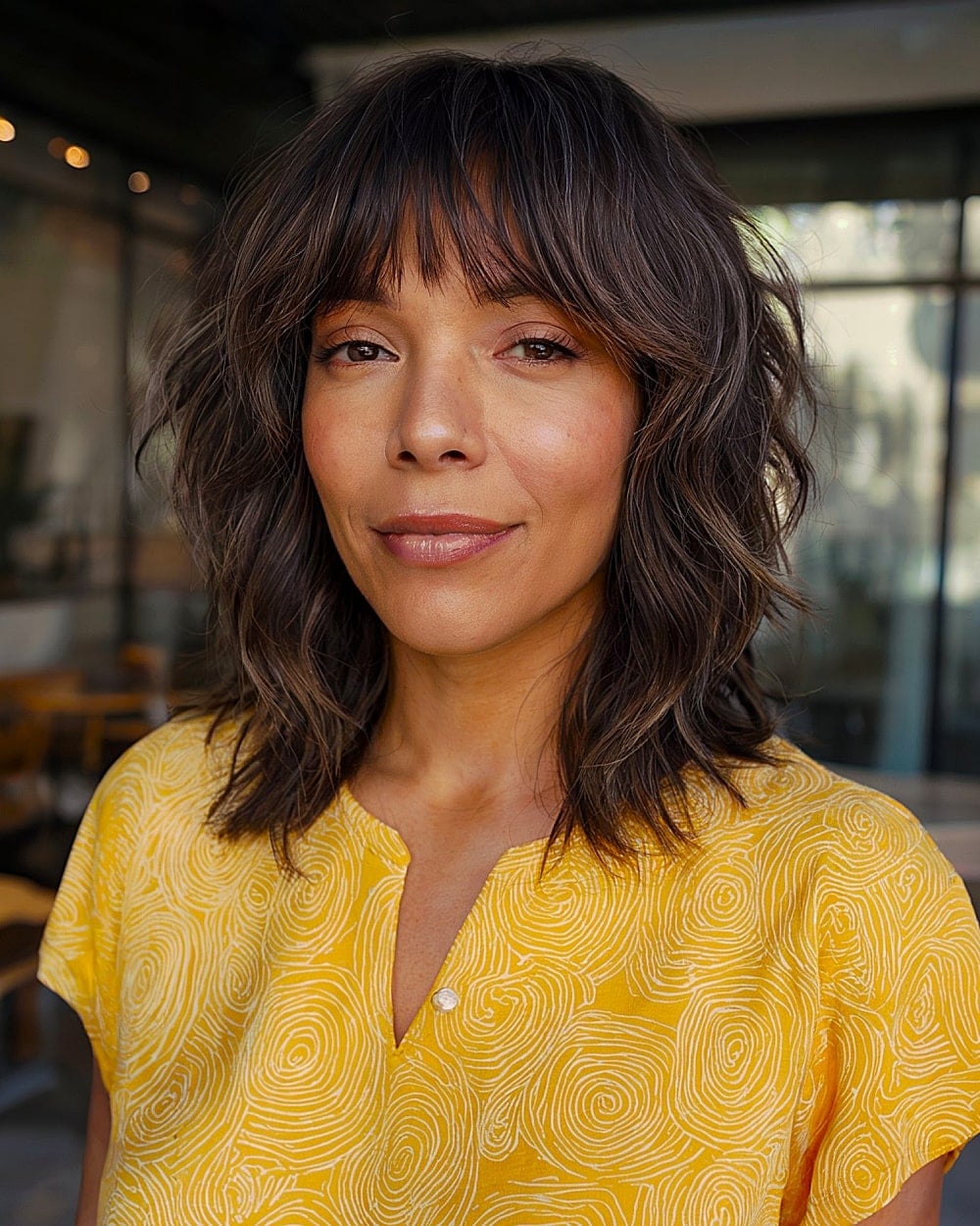Dark Brown Wolf Cut With Subtle Highlights And Side Part — Classy Wolf Cut Hair