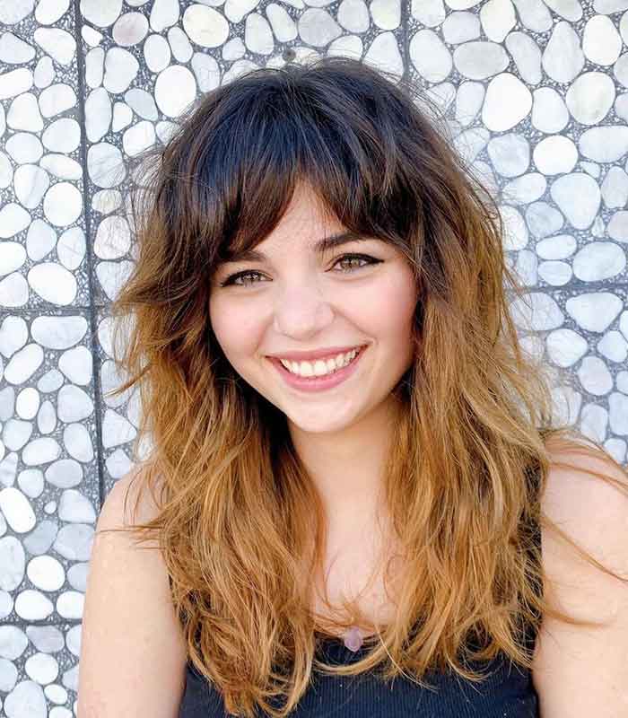 Shoulder Length Dark Brown Wolf Cut With Shaggy Bangs — Classy Wolf Cut Hair