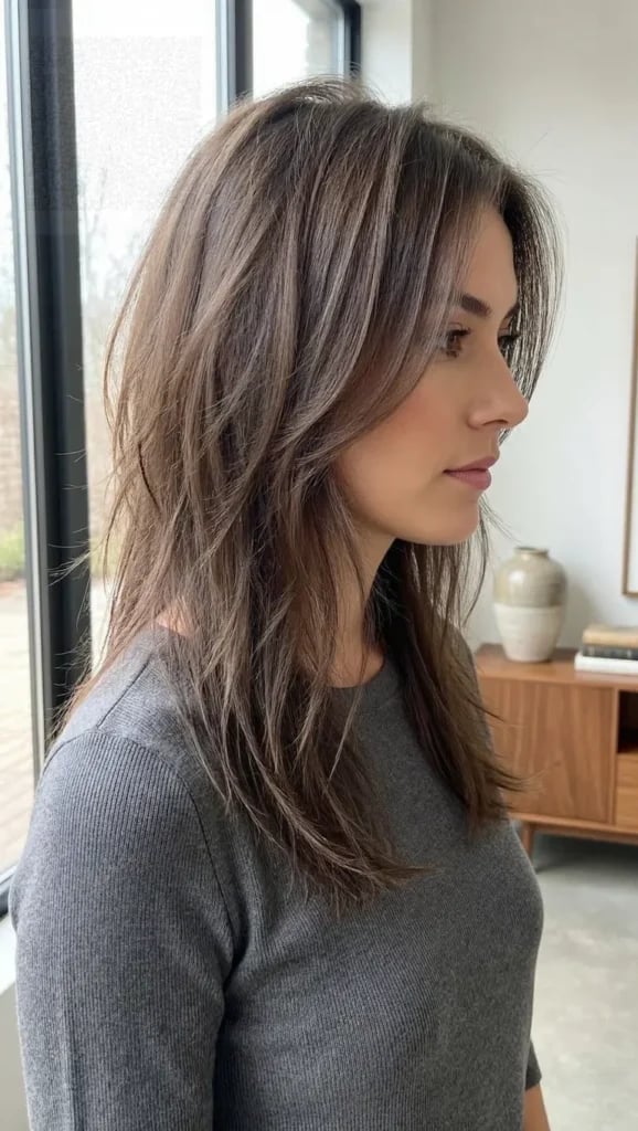 Mid-Back Medium Brown Wolf Cut With Layers — Classy Wolf Cut Hair