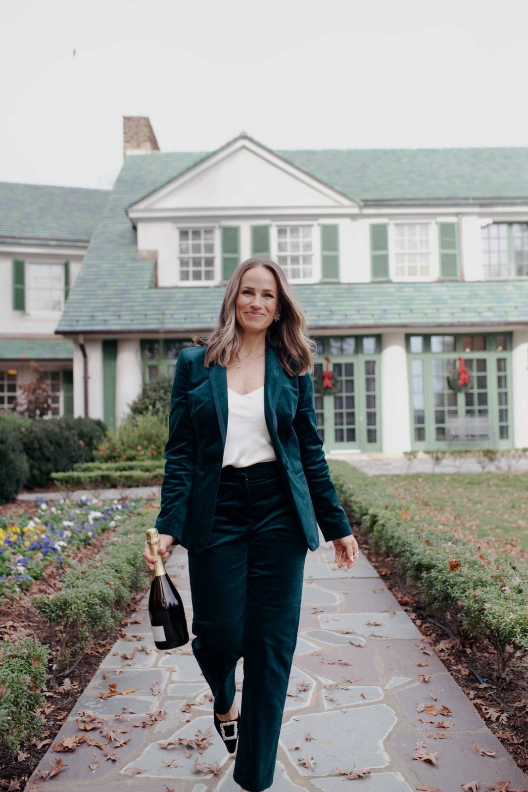 Deep Teal Velvet Suit for a Celebratory Work Occasion Deep Teal Velvet Suit for a Celebratory Work Occasion — Classy Work Party Outfits