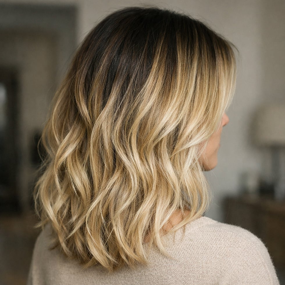 Collarbone Ash Blonde With Yellow and Styled In Loose Waves Collarbone Ash Blonde With Yellow and Styled In Loose Waves — Classy Yellow Highlights