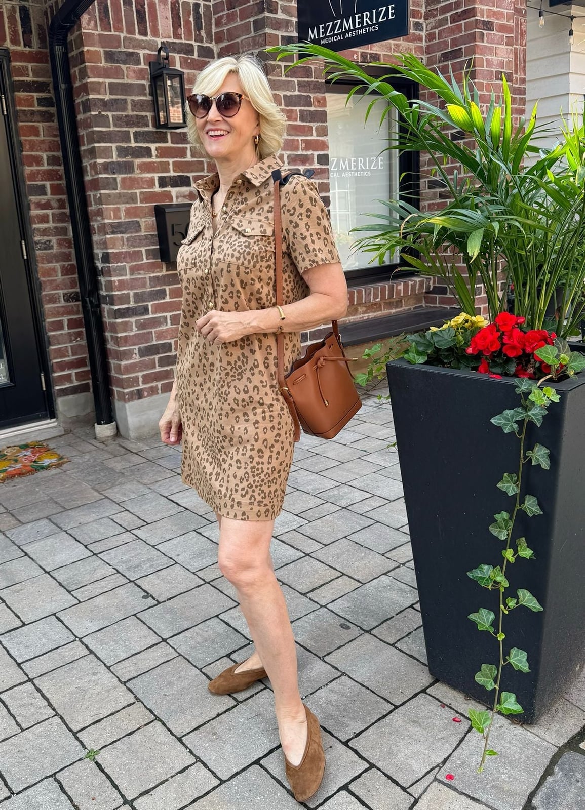 Leopard Print Shirt Dress with Suede Flats Leopard Print Shirt Dress with Suede Flats — Classy Zoo Outfits