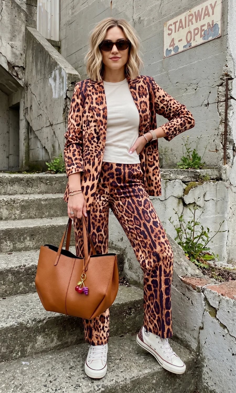 Full Leopard Print Suit with Sneakers Full Leopard Print Suit with Sneakers — Classy Zoo Outfits