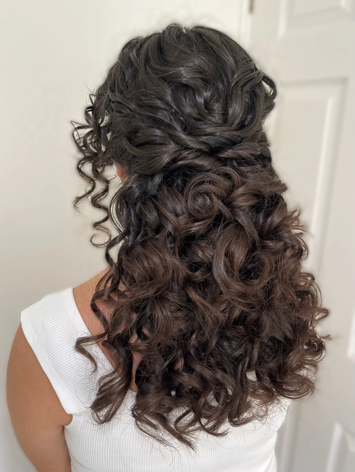 Mid-Back Bridal Updo With Ringlets Mid-Back Bridal Updo With Ringlets — Curly Hair Down Ideas