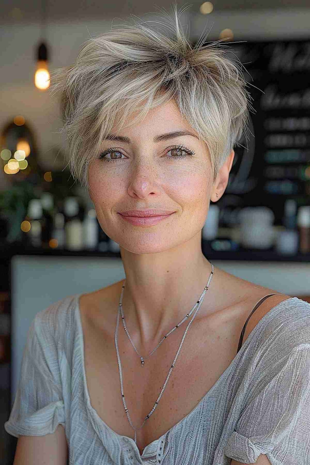 Tousled Blonde Pixie With Long Fringe Tousled Blonde Pixie With Long Fringe — Cute Chic Hairstyles
