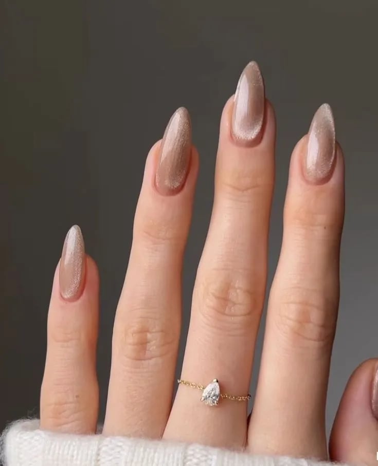 Medium Almond Cat-Eye Effect Nails Medium Almond Cat-Eye Effect Nails — Cute Classy Almond Nails