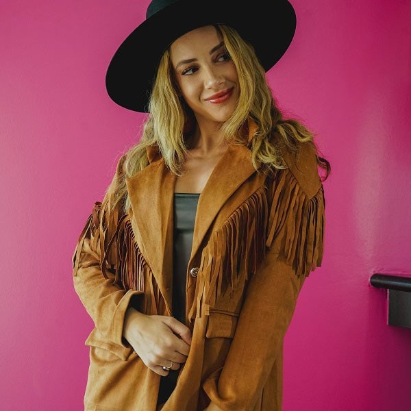 Fringe Suede Jacket With Strapless Top Fringe Suede Jacket With Strapless Top — Cute Concert Outfit Inspo