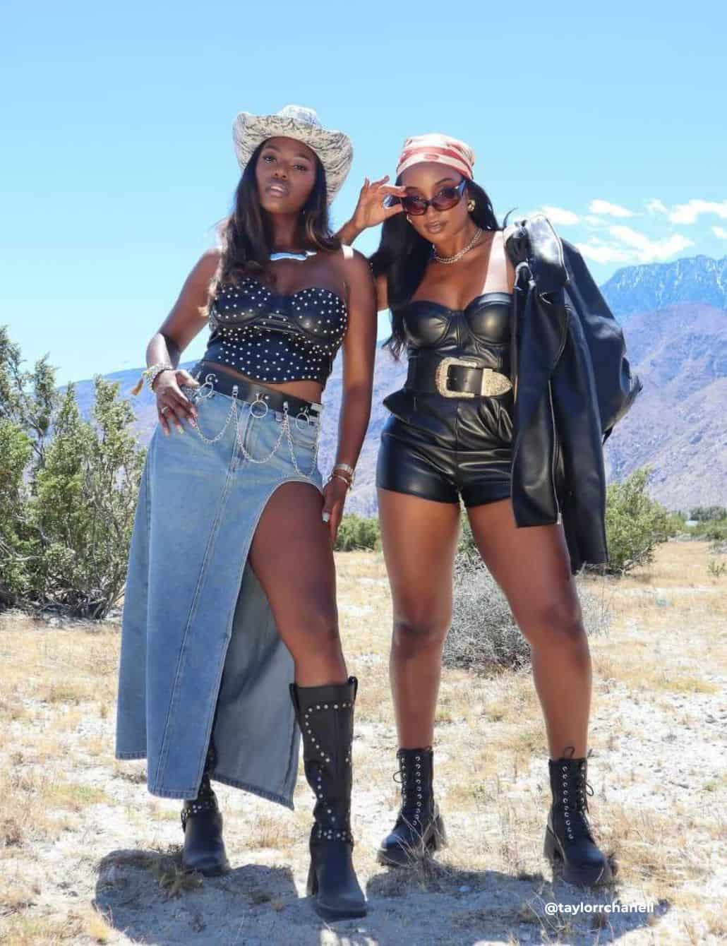 Studded Bustier With Denim Maxi Skirt Studded Bustier With Denim Maxi Skirt — Cute Concert Outfit Inspo