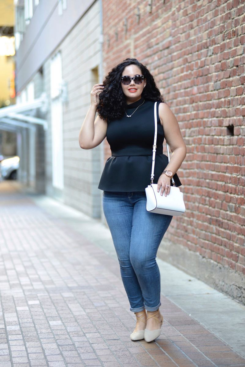 Black Peplum Top with Blue Slim-Fit Jeans Black Peplum Top with Blue Slim-Fit Jeans — Cute Dinner Outfit Inspo
