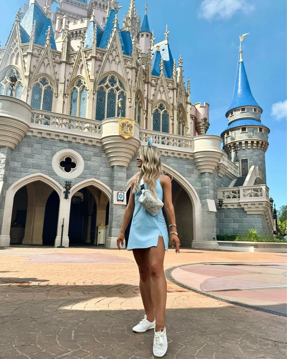Light Blue Mini Dress and Mouse Ears Theme Park Style Light Blue Mini Dress and Mouse Ears Theme Park Style — Cute Disney Outfit Inspo