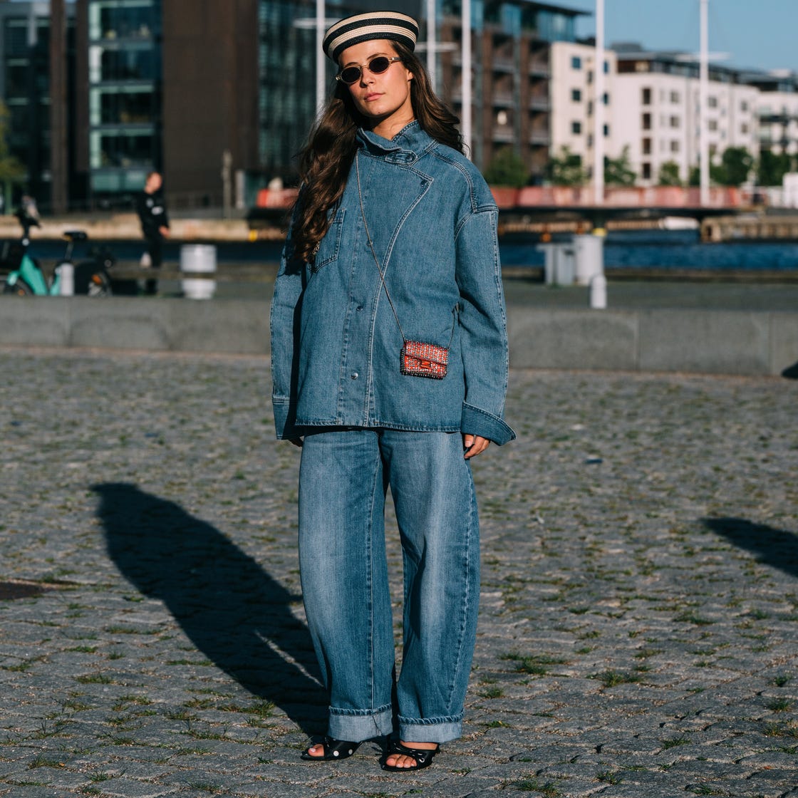 Denim Oversized Shirt and Wide Leg Jeans — Cute Elegant Outfits