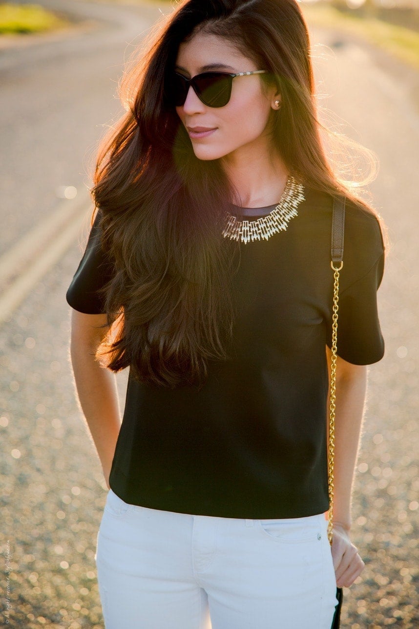 Black Mock Neck Top with Tan Wide Leg Trousers, Knit — Cute Elegant Outfits