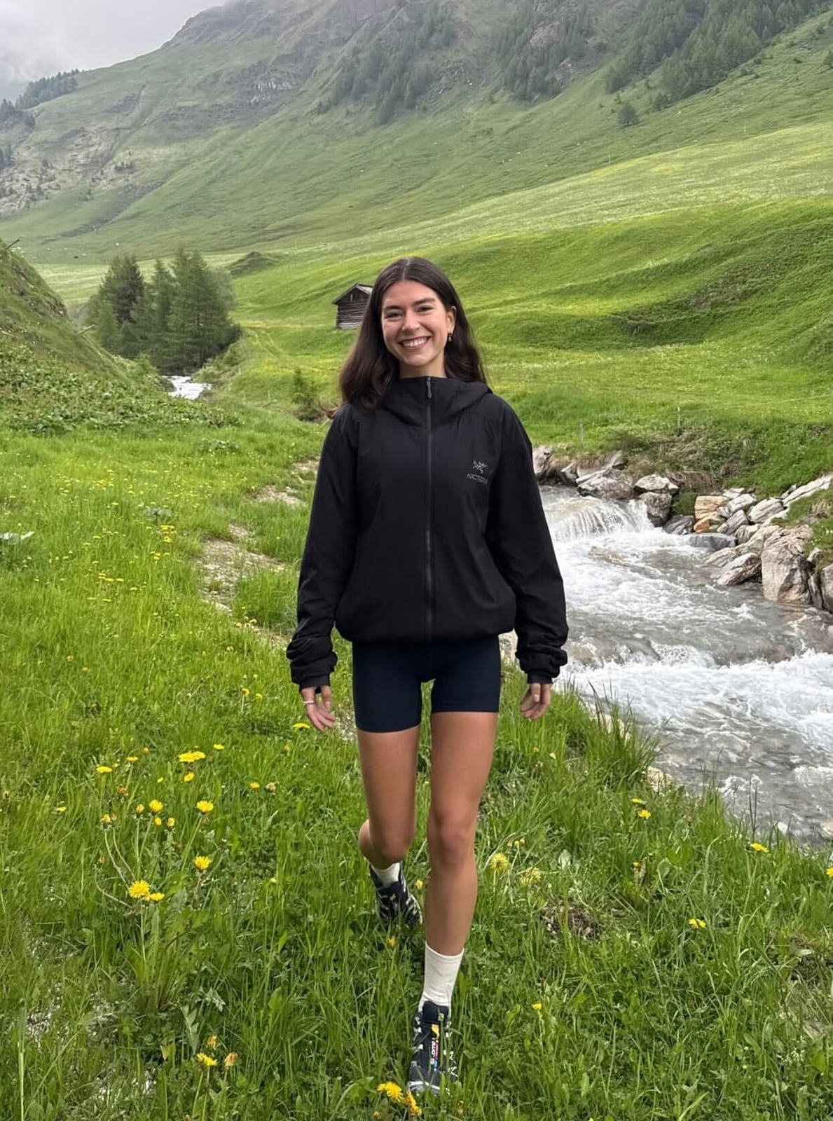 Black Hooded Jacket With Athletic Shorts Black Hooded Jacket With Athletic Shorts — Cute Hiking Outfit Inspo