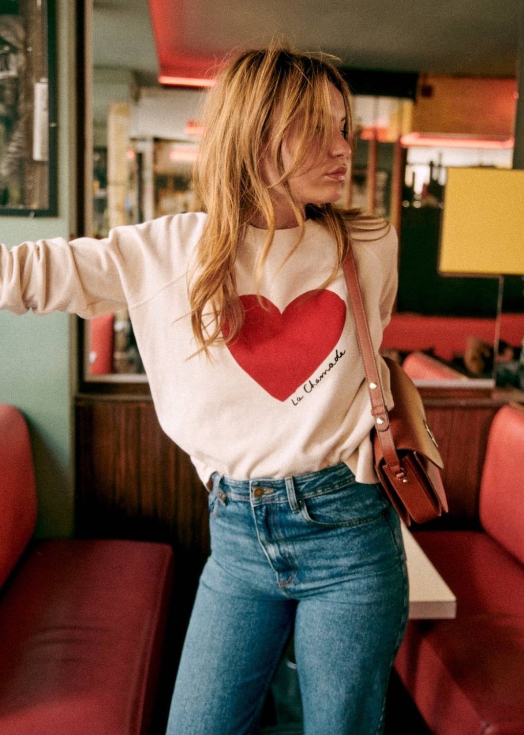 Medium Wash Straight Leg Jeans With Graphic Sweatshirt — Cute Jeans Outfit Inspo