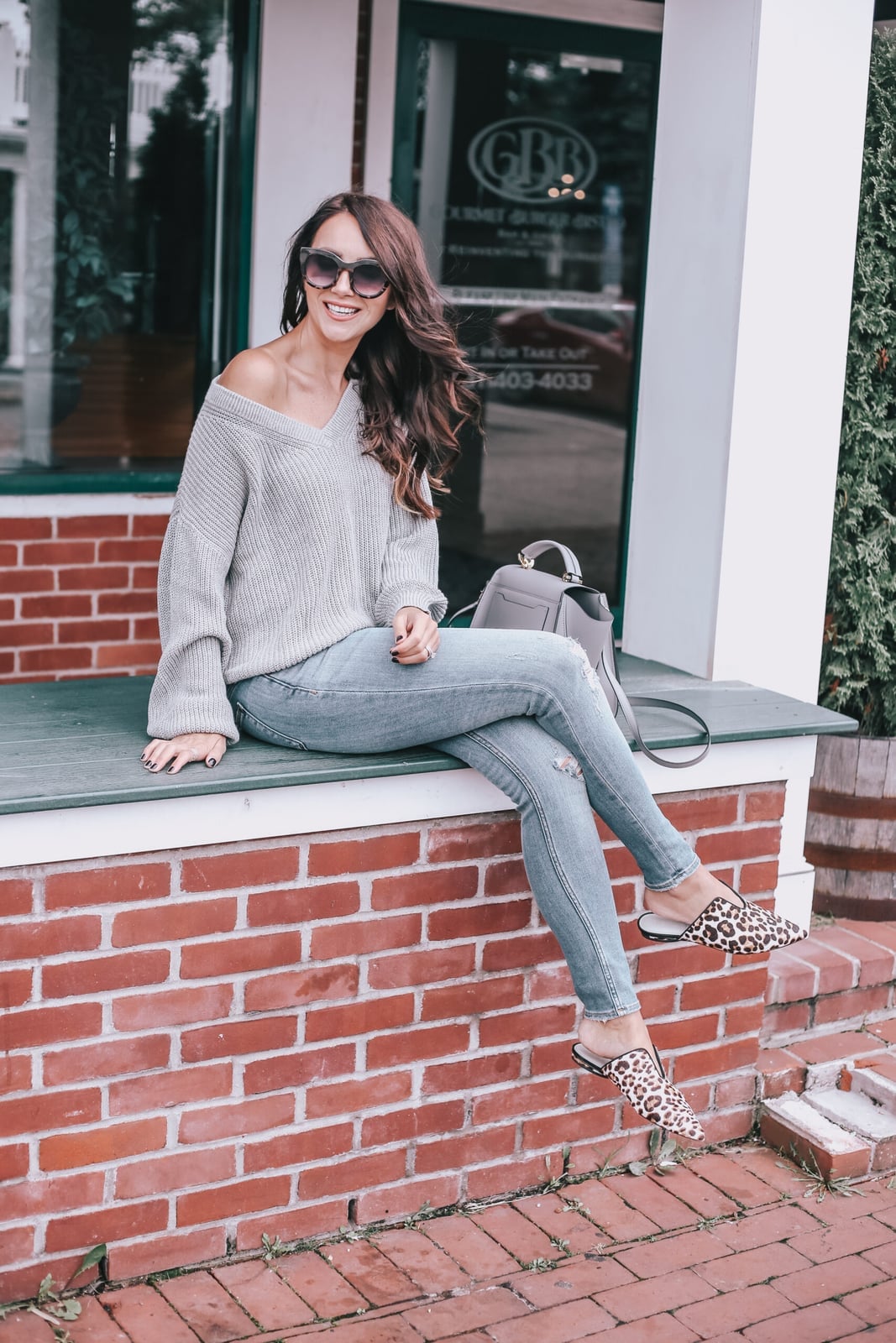 Distressed Skinny Jeans With Off-Shoulder Sweater — Cute Jeans Outfit Inspo