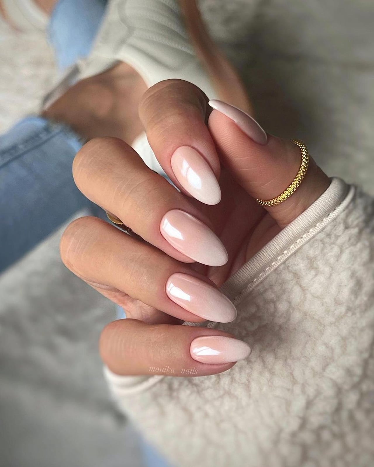 Milky Pink Medium Almond Nails — Cute Medium Nails