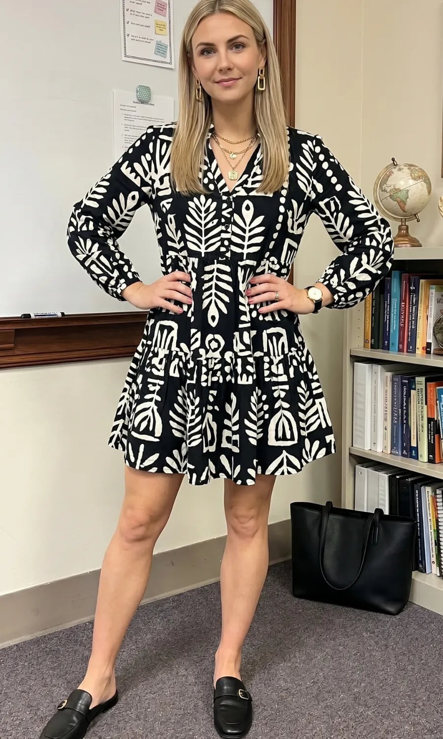 Printed Dress For A Teacher's Style Printed Dress For A Teacher's Style — Cute Outfit Inspo for School