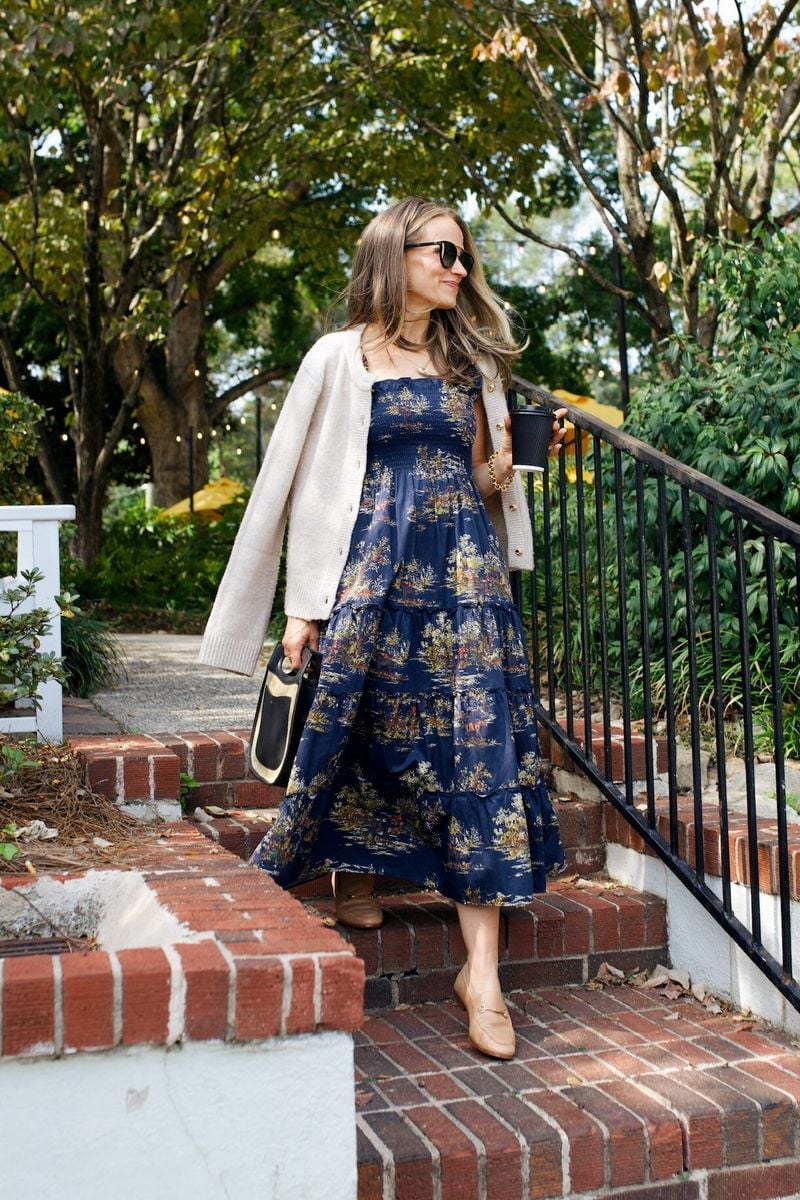 Tiered Dress With Draped Cardigan Tiered Dress With Draped Cardigan — Cute Outfit Inspo for School