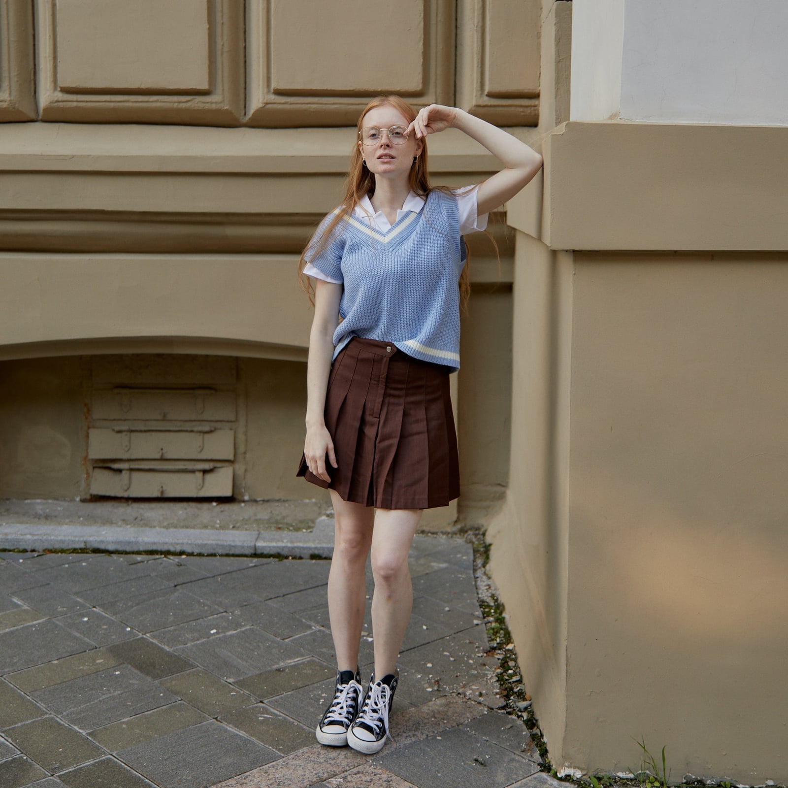 Preppy Sweater Vest And Pleated Skirt Preppy Sweater Vest And Pleated Skirt — Cute Outfit Inspo for School