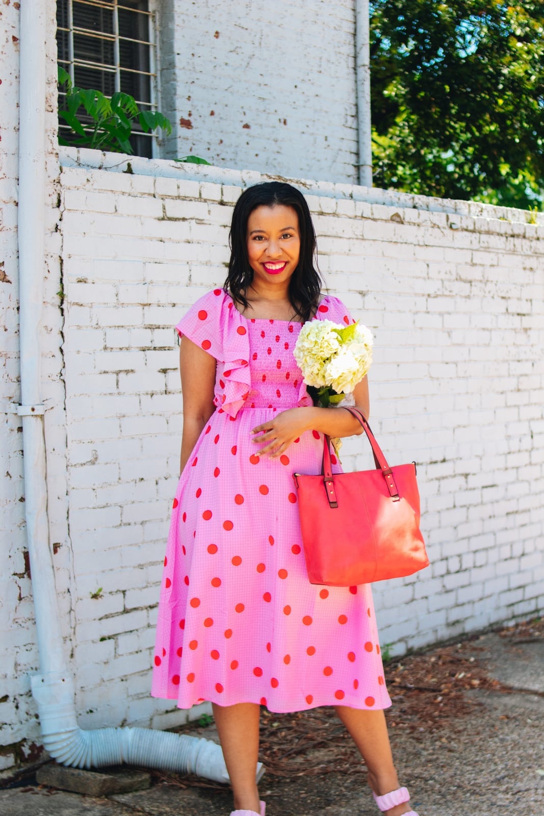 Pink Polka Dot Dress with Smocked Bodice Pink Polka Dot Dress with Smocked Bodice — Cute Polka Dot Outfits