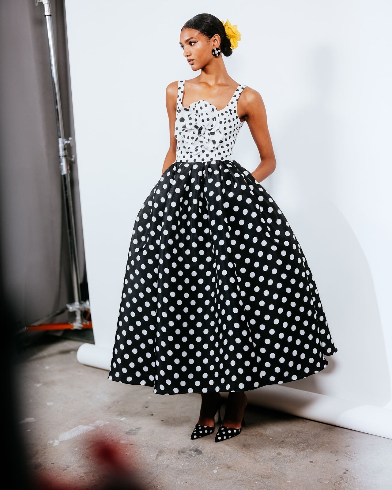 Voluminous Polka Dot Skirt with Bow Detail Top Voluminous Polka Dot Skirt with Bow Detail Top — Cute Polka Dot Outfits