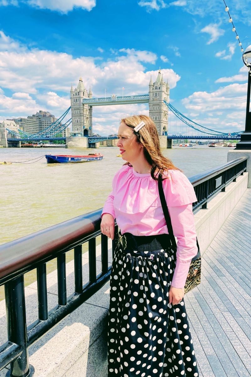 Pink Ruffled Top with Polka Dot Skirt, Polyester, Close-Up Take Pink Ruffled Top with Polka Dot Skirt, Polyester, Close-Up Take — Cute Polka Dot Outfits