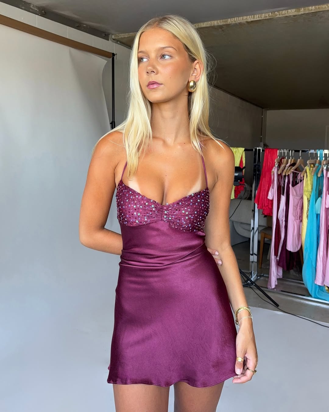 Deep Purple Satin Slip Dress for Evening Deep Purple Satin Slip Dress for Evening — Cute Purple Outfits