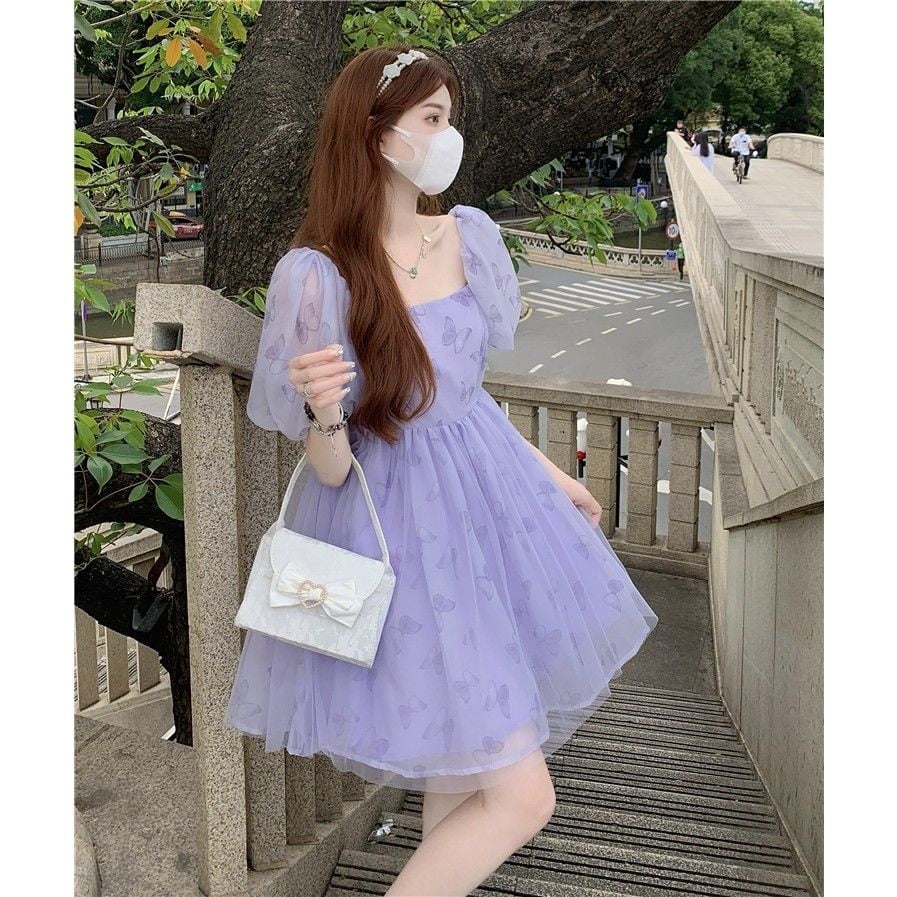 Lavender Butterfly Print Dress for Casual Outings Lavender Butterfly Print Dress for Casual Outings — Cute Purple Outfits