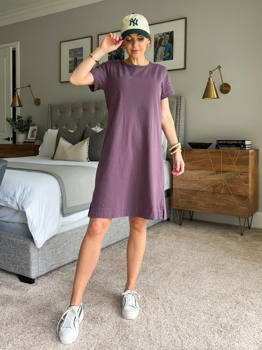 Dusty Purple T-Shirt Dress for Casual Wear Cute Purple Outfits
