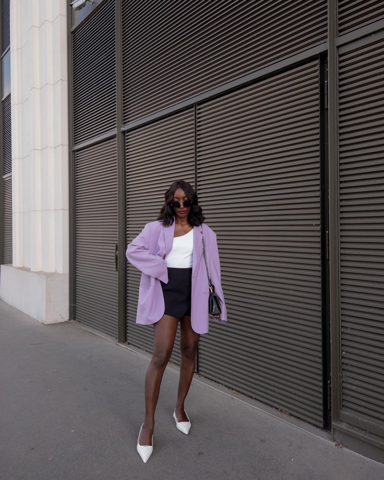 Oversized Purple Blazer with Mini Skirt Oversized Purple Blazer with Mini Skirt — Cute Purple Outfits