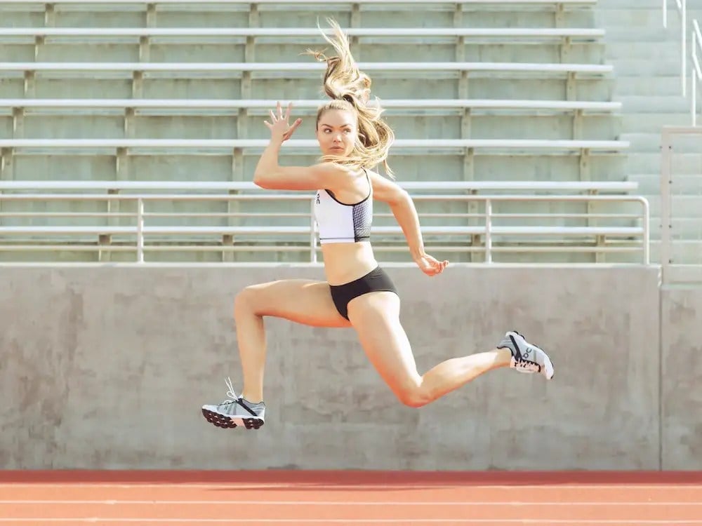 Athletic Set for Track and Field Jumps With Sports Bra Athletic Set for Track and Field Jumps With Sports Bra — Cute Running Outfits