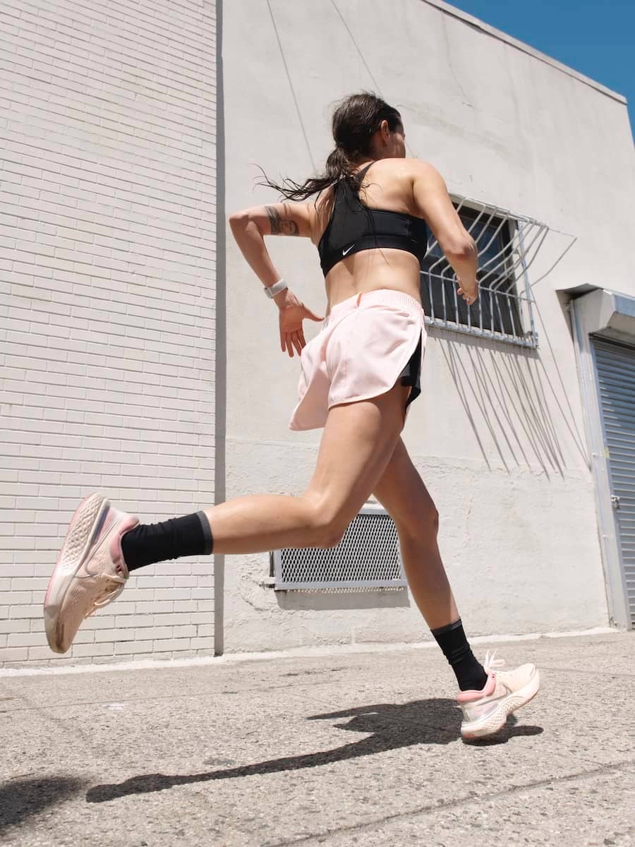 Black Sports Bra with Pale Pink Running Shorts Black Sports Bra with Pale Pink Running Shorts — Cute Running Outfits