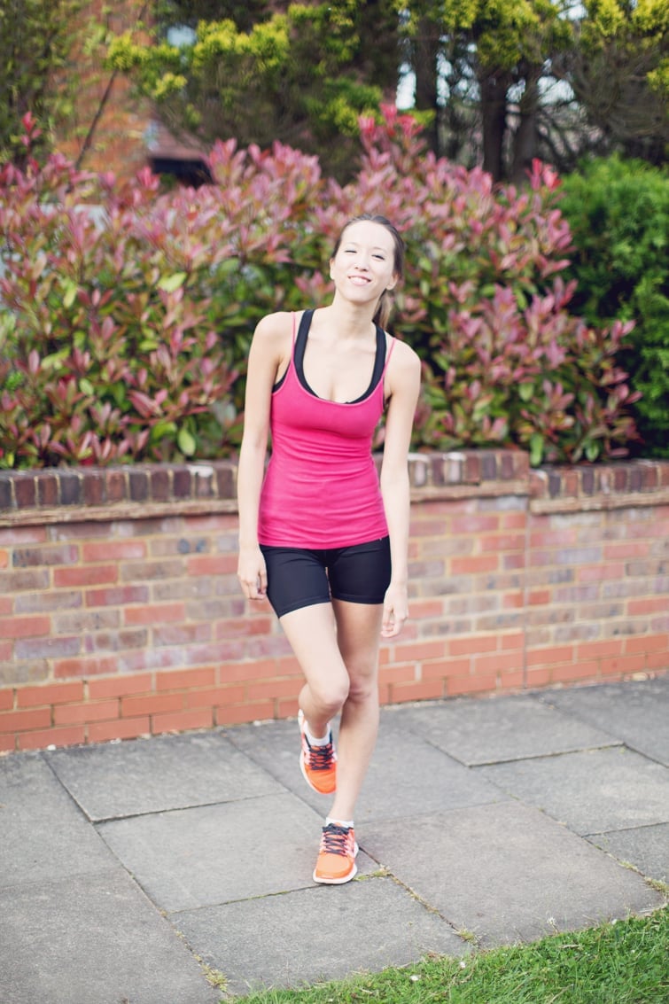 Pink Tank Top with Orange Running Shoes Pink Tank Top with Orange Running Shoes — Cute Running Outfits