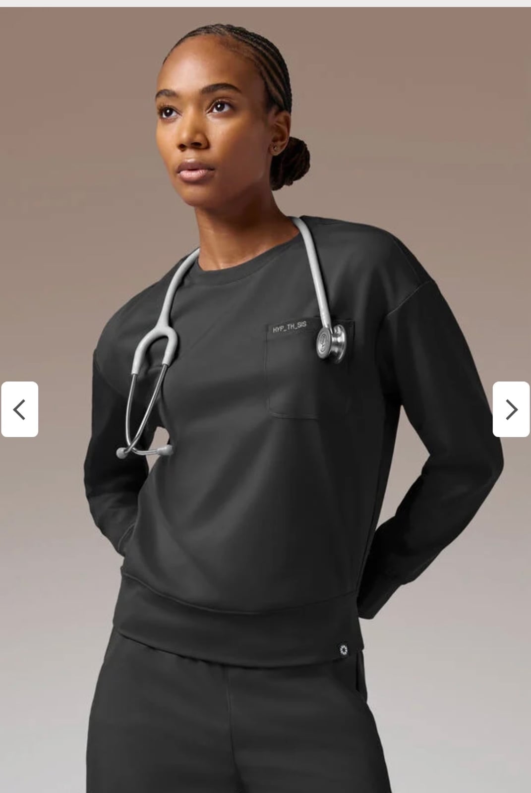 Dark Gray Crew Neck Sweatshirt Style Scrubs Dark Gray Crew Neck Sweatshirt Style Scrubs — Cute Scrubs Outfits