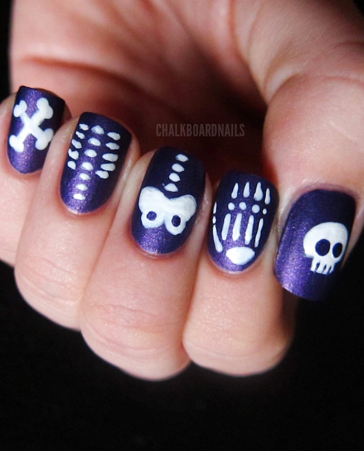 Short Square Deep Purple Shimmer Skull Nails Short Square Deep Purple Shimmer Skull Nails — Cute Skull Nails