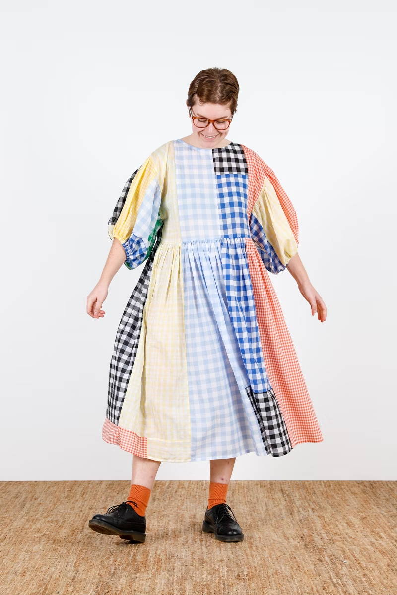 Multi-Colored Gingham Patchwork Midi Dress Multi-Colored Gingham Patchwork Midi Dress — DIY Dress Designs