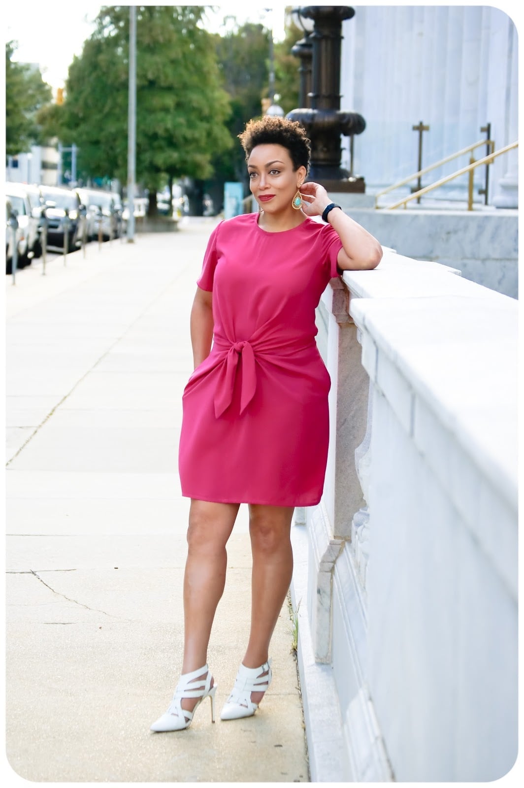 Fuchsia Knot Front Dress with Pockets Fuchsia Knot Front Dress with Pockets — DIY Dress Designs