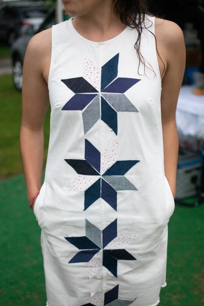 White Patchwork Denim and Cotton Dress White Patchwork Denim and Cotton Dress — DIY Dress Designs
