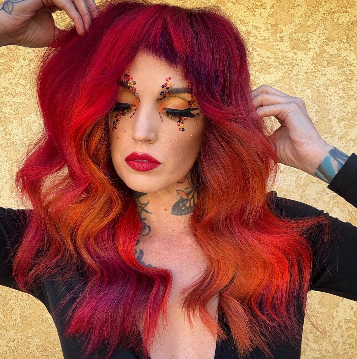 Red To Orange Gradient With Pink — Dye Hair Inspiration