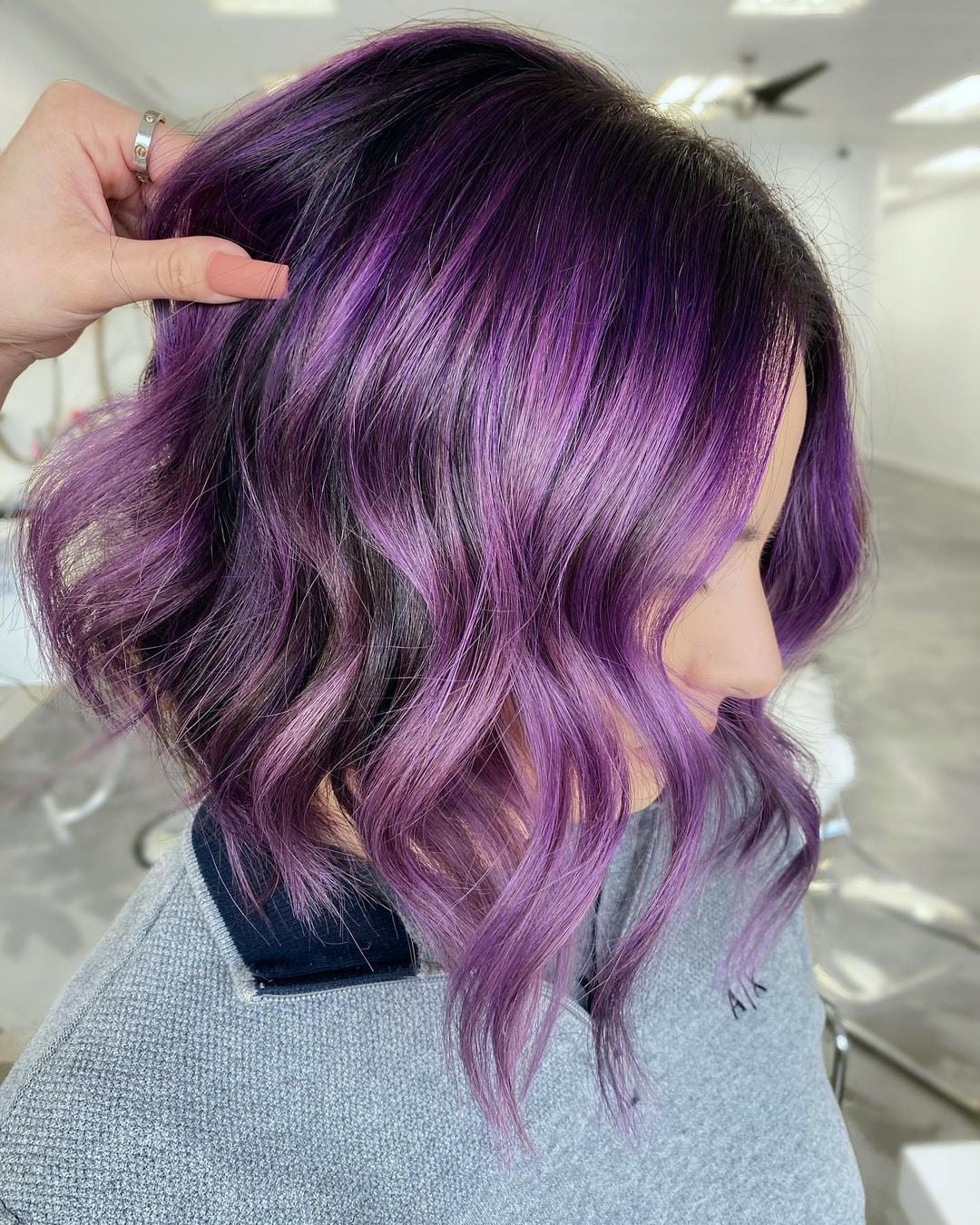 Chin Length Vibrant Purple Bob — Dye Hair Inspiration