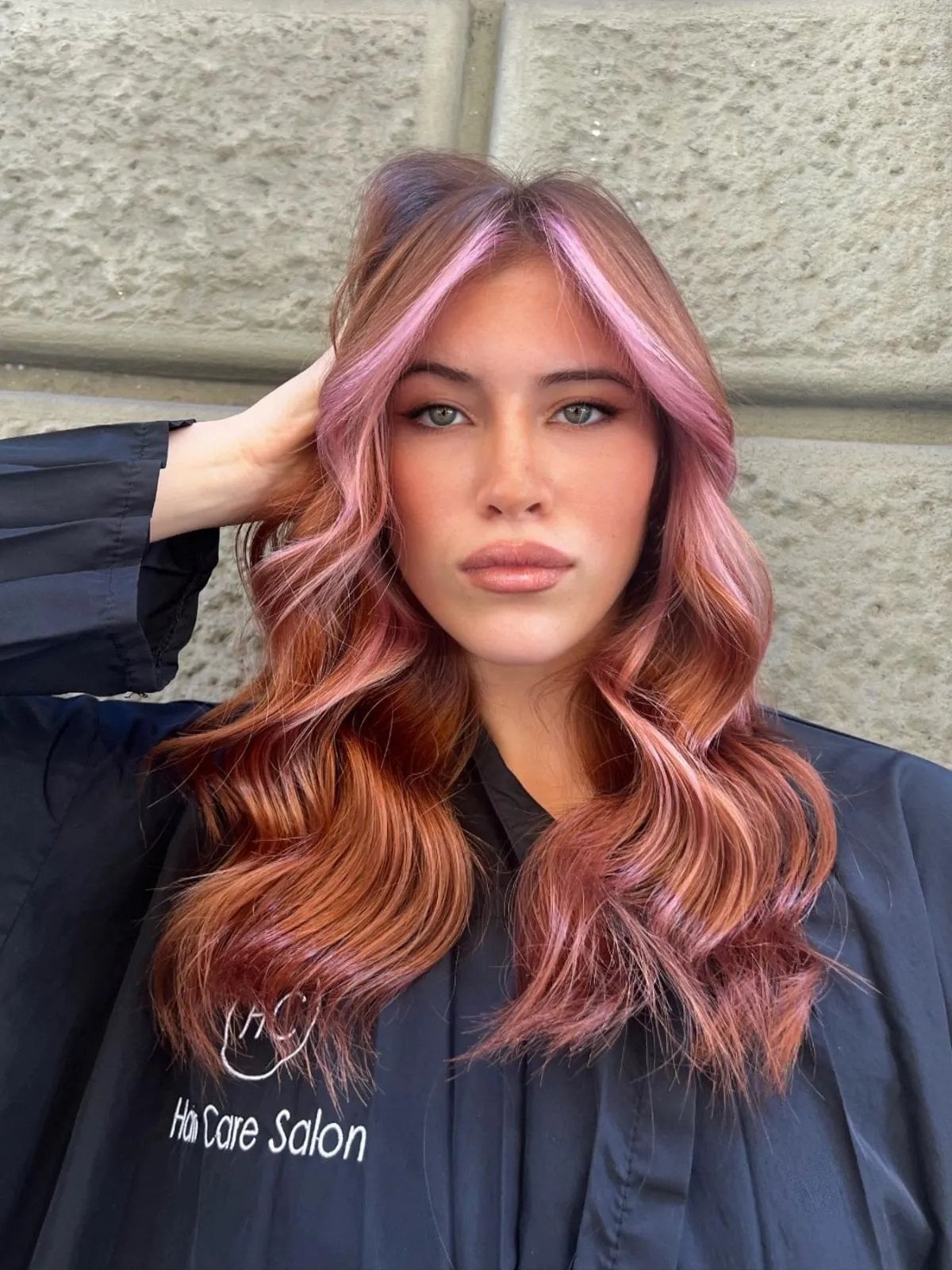 Collarbone Copper With Pink Streaks — Dye Hair Inspiration