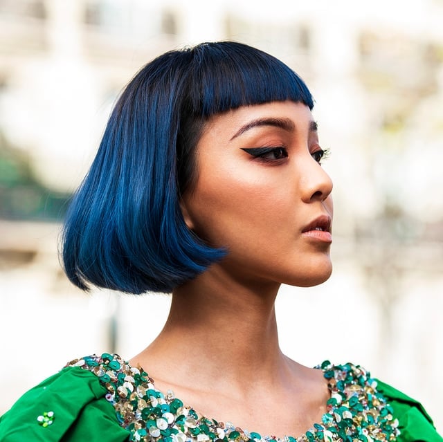 Chin Length Bob With Vivid Blue — Dye Hair Inspiration