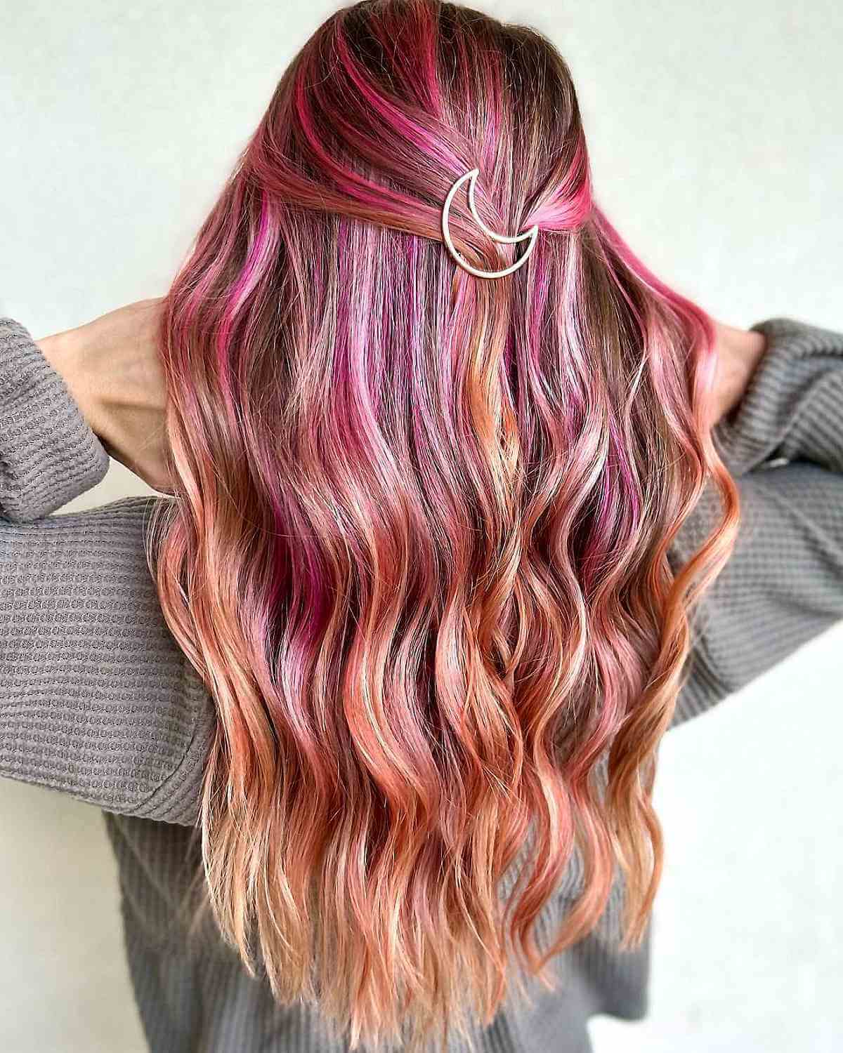 Dimensional Brunette With Pink And Coral — Dye Hair Inspiration