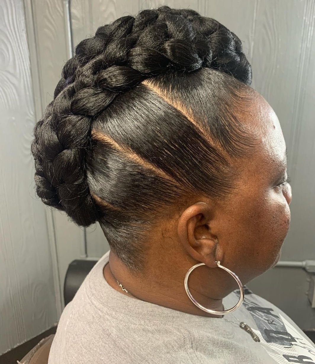 Braided Mohawk Updo With Side Cornrows — Easy Braided Hairstyles Natural Hair