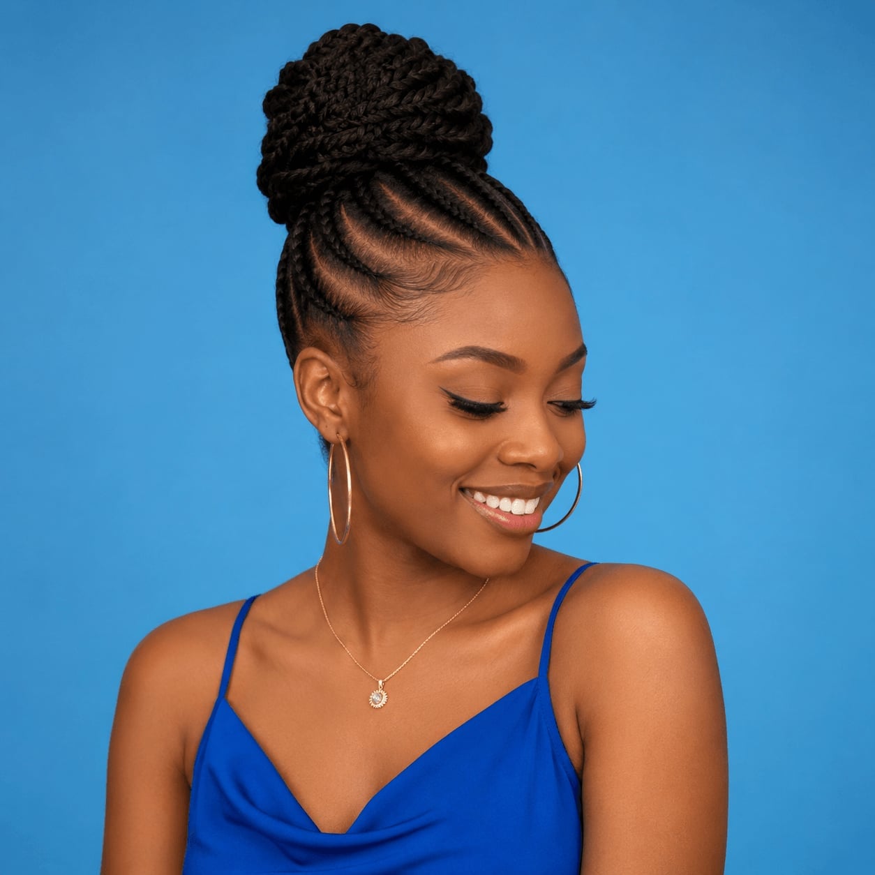 High Bun With Intricate Braids — Easy Braided Hairstyles Natural Hair