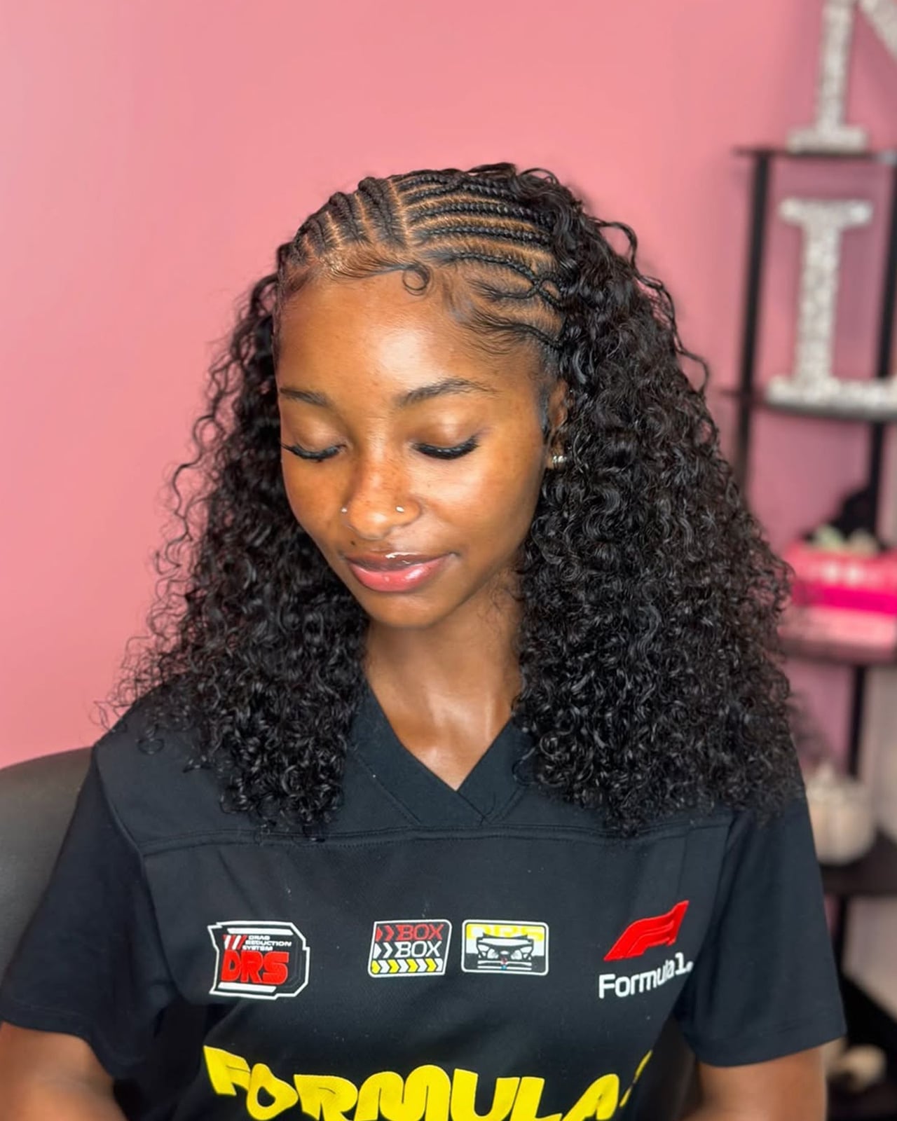 Collarbone Stitch Braids With Curly Extensions — Easy Braided Hairstyles Natural Hair