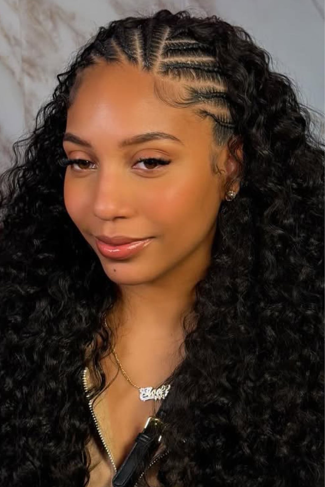 Collarbone Stitch Braids With Curls — Easy Braided Hairstyles Natural Hair