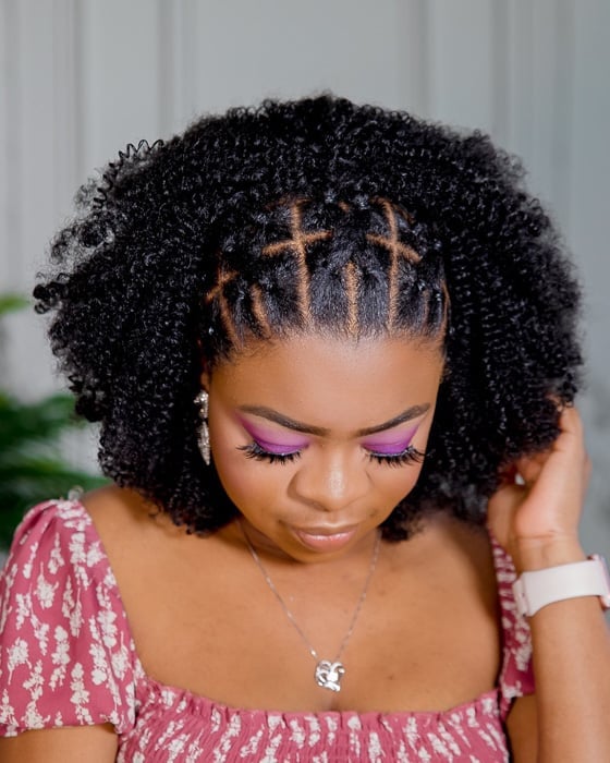 Collarbone Braids and Twists With Geometric Pattern — Easy Braided Hairstyles Natural Hair