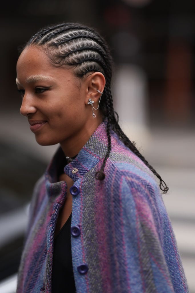 Shoulder-Length Cornrows With Geometric Pattern — Easy Braided Hairstyles Natural Hair
