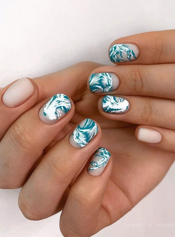 Abstract Summer Wave Nail Art Abstract Summer Wave Nail Art — Easy Wave Nails